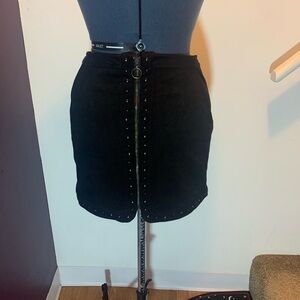 Black suede zipper mini skirt from American Eagle. Size 2